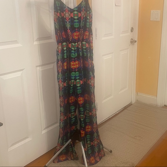 Vintage America Pants - Multicolor Geometric Pattern Jumpsuit